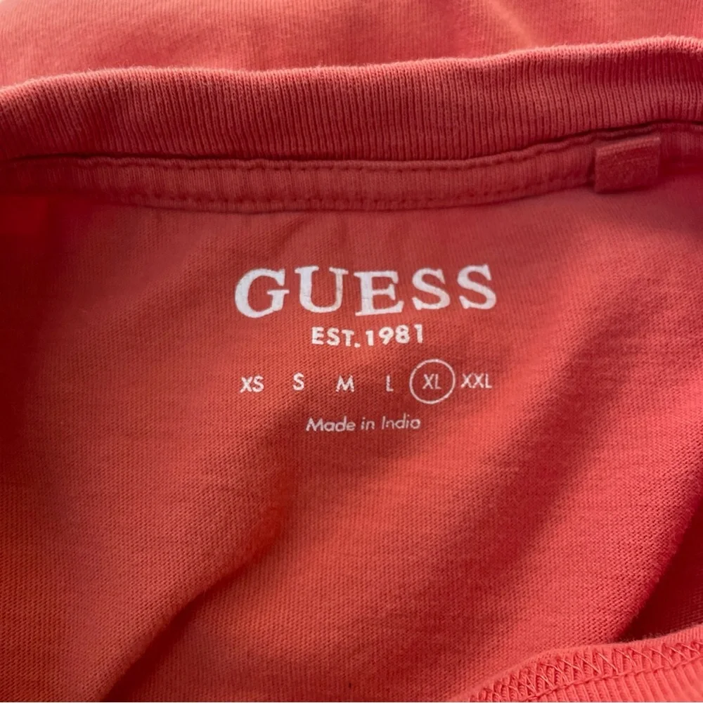 GUESS Wrld Famous Sun Graphic T-Shirt Men’s XL Short Sleeve Orange - Picture 4 of 7